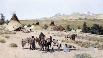 Campamento indio nativos americanos del oeste Henry Farny Pinturas al óleo